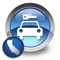 california map icon and an auto rental sign