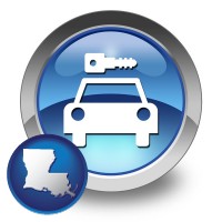 louisiana map icon and an auto rental sign