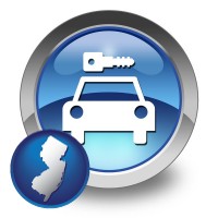 new-jersey map icon and an auto rental sign