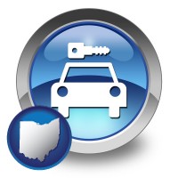 ohio map icon and an auto rental sign