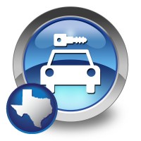 texas map icon and an auto rental sign
