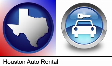 an auto rental sign in Houston, TX