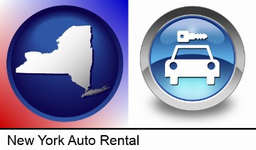 an auto rental sign in New York, NY