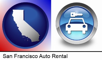 an auto rental sign in San Francisco, CA