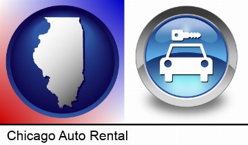 an auto rental sign in Chicago, IL