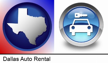 an auto rental sign in Dallas, TX