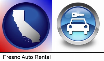 an auto rental sign in Fresno, CA