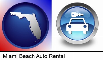 an auto rental sign in Miami Beach, FL