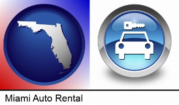 an auto rental sign in Miami, FL