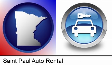 an auto rental sign in Saint Paul, MN