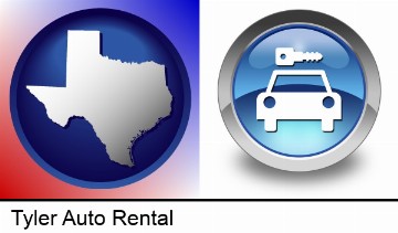 an auto rental sign in Tyler, TX